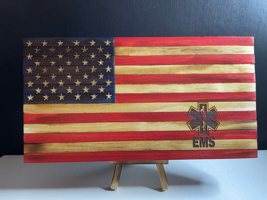 Wooden Desktop US "EMS" Flag