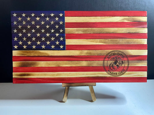 Wooden Desktop USMC Flag