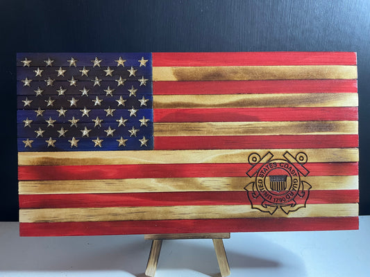 Wooden Desktop US Coast Guard Flag