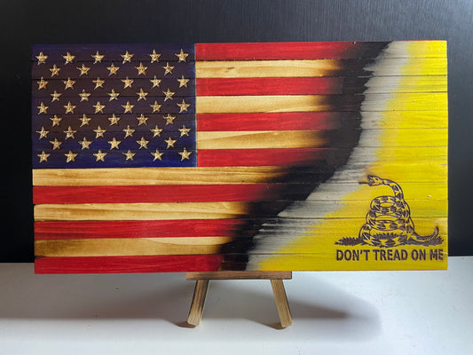 Wooden Desktop US/Gadsen Flag